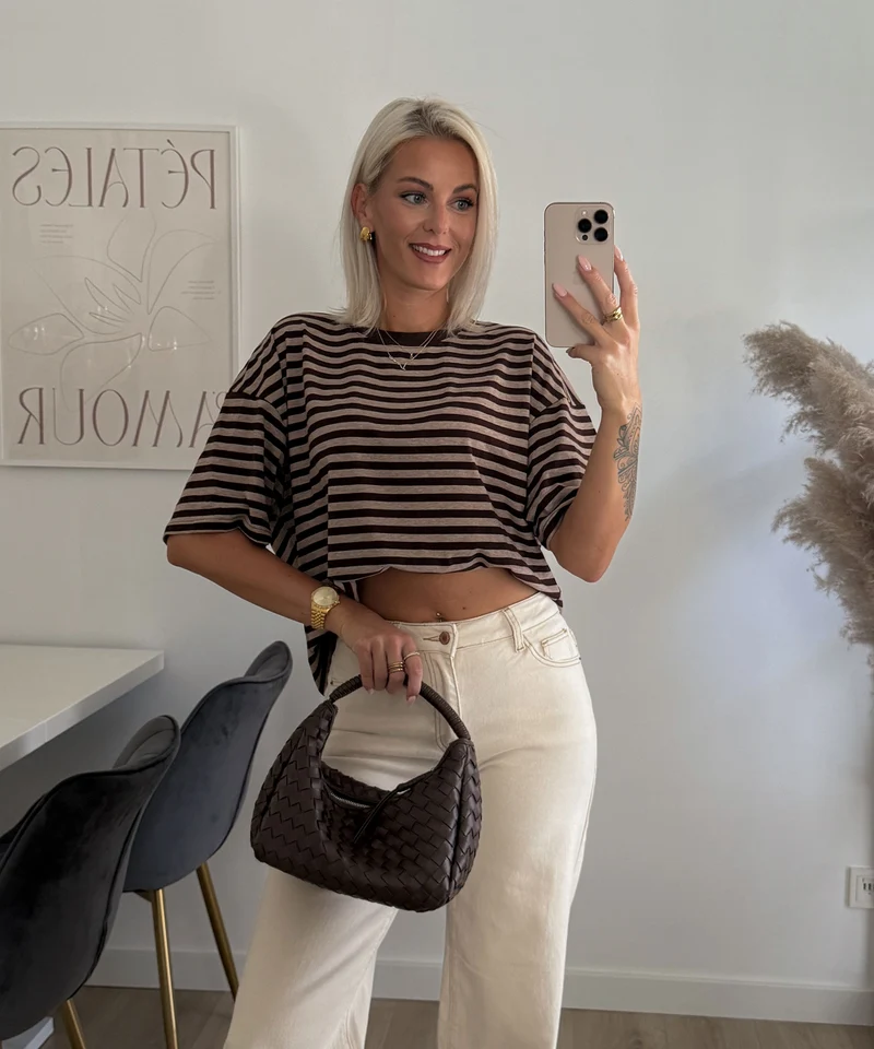 Streifen Shirt Tailou Braun