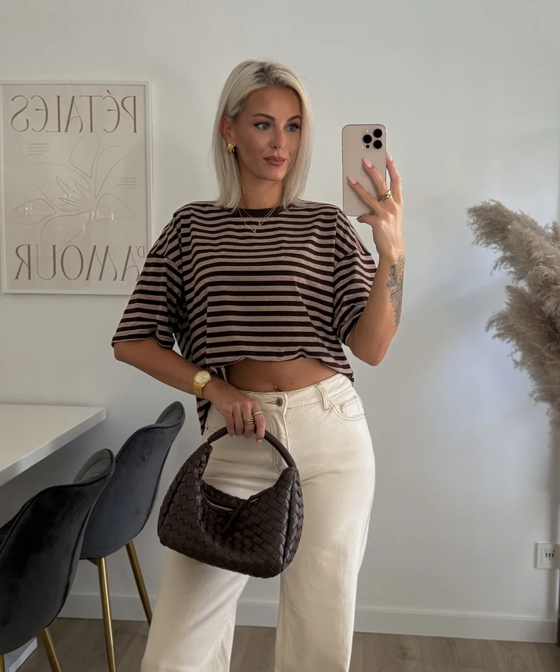 Streifen Shirt Tailou Braun
