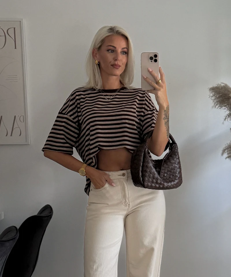 Streifen Shirt Tailou Braun