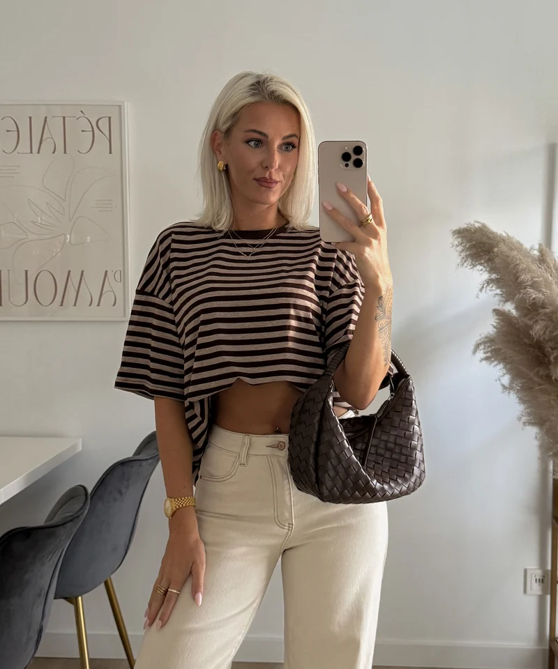 Streifen Shirt Tailou Braun