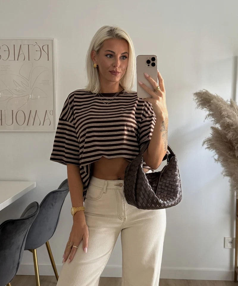 Streifen Shirt Tailou Braun