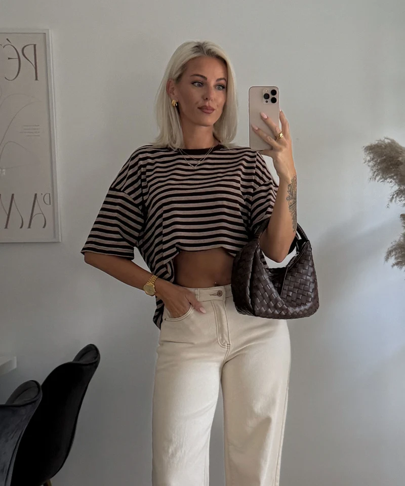 Streifen Shirt Tailou Braun