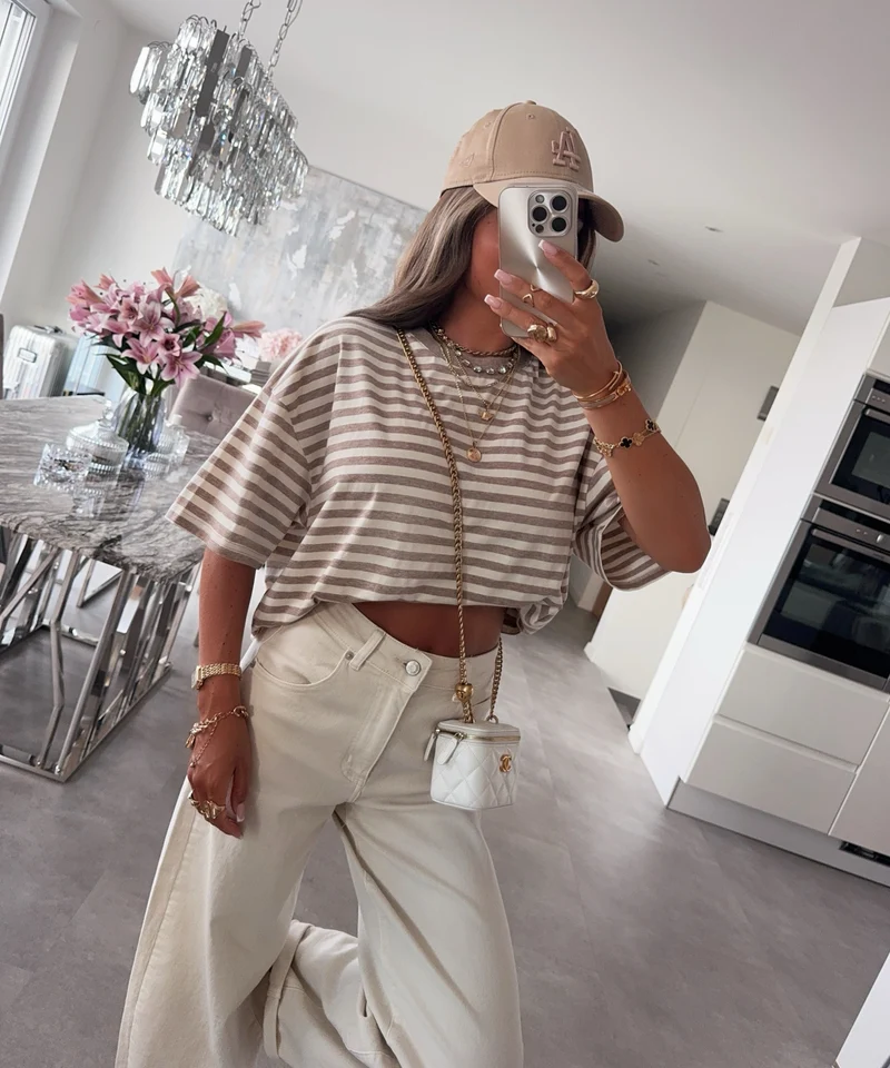 Streifen Shirt Tailou Beige