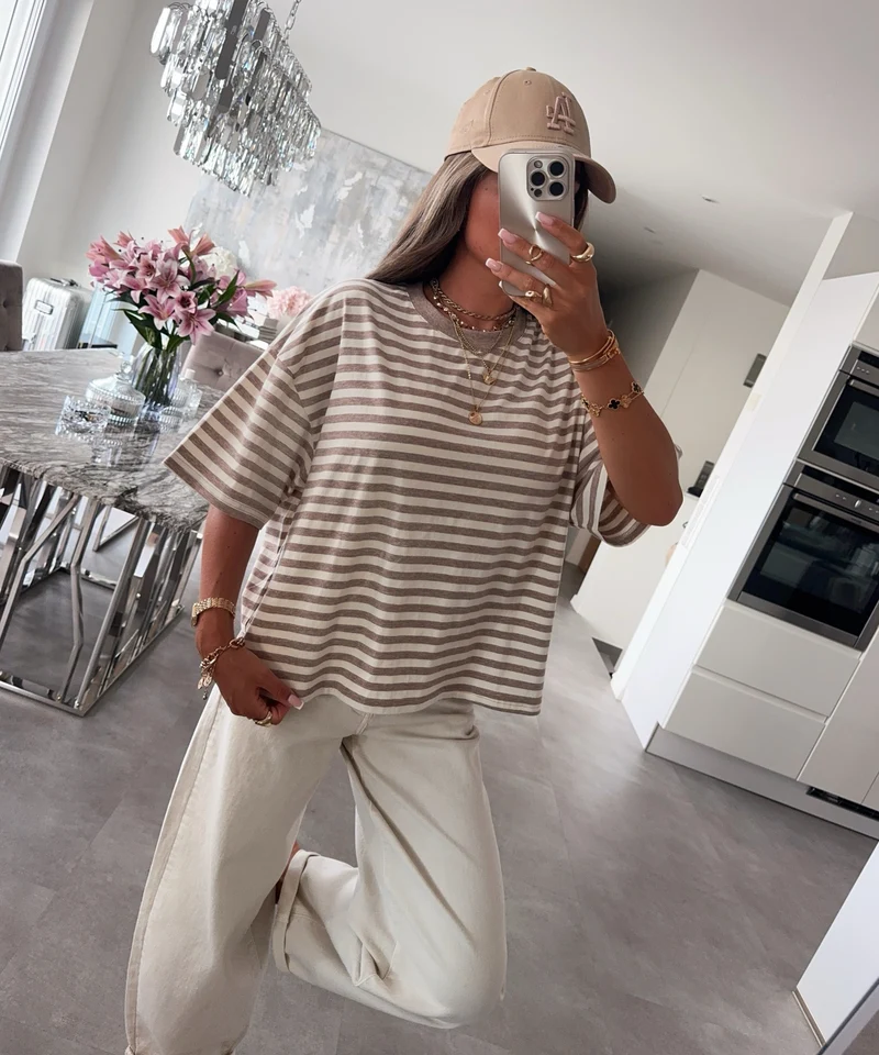 Streifen Shirt Tailou Beige