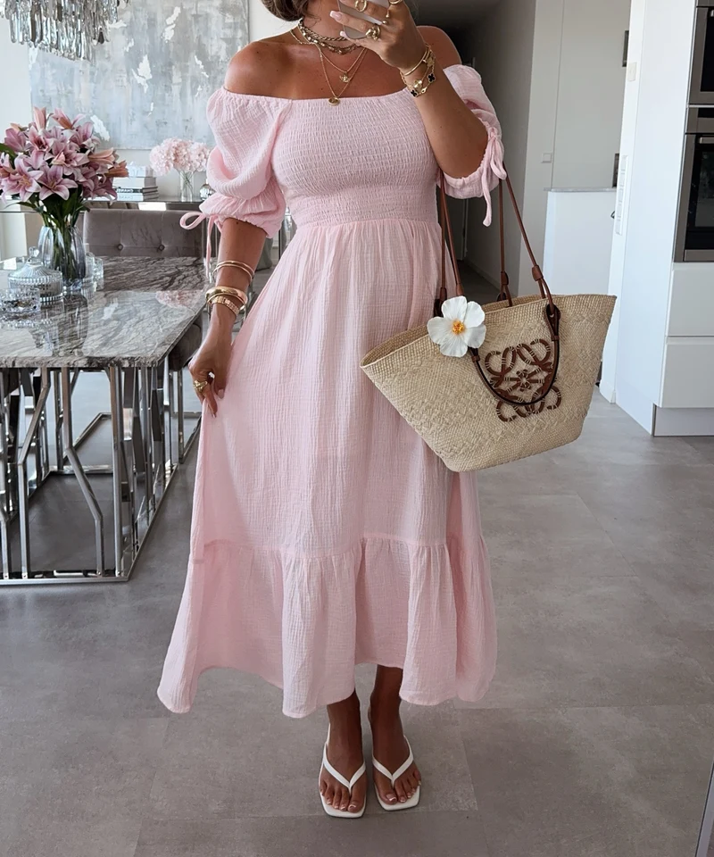 Musselin Kleid Calissa Rosa