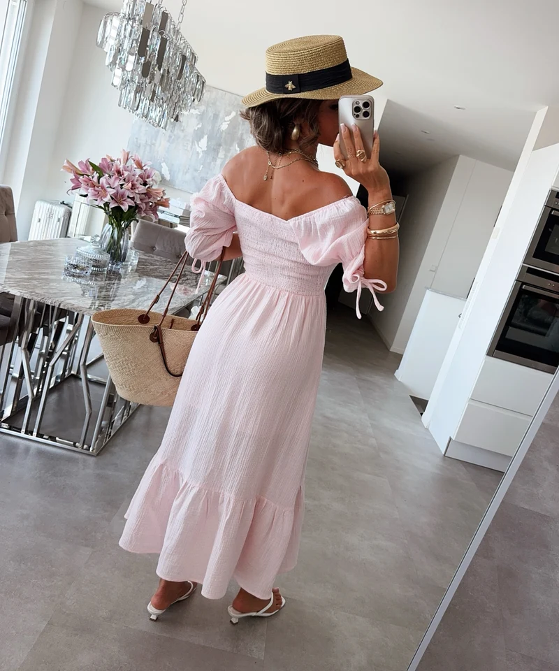 Musselin Kleid Calissa Rosa