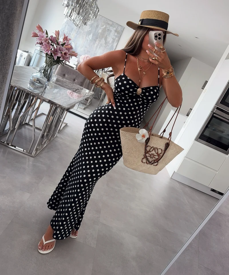 Maxi Kleid Punkte Jona Schwarz