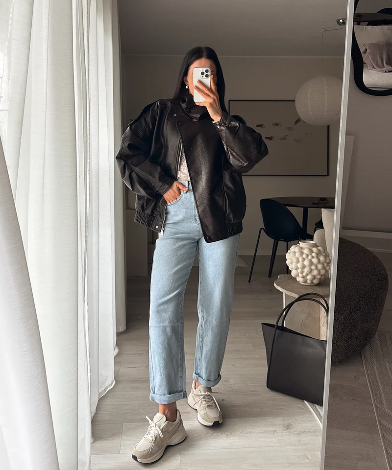 Stretch Mom Jeans Leava Blau