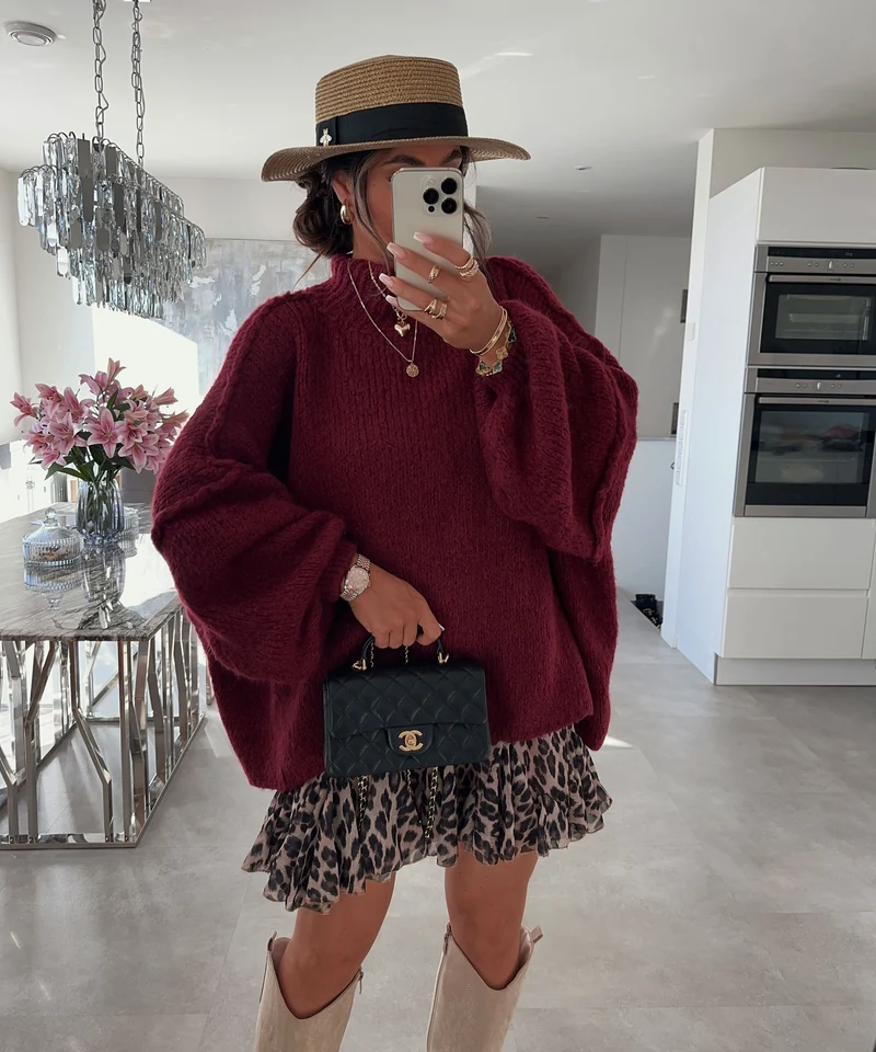 Oversize Pullover Nata Weinrot