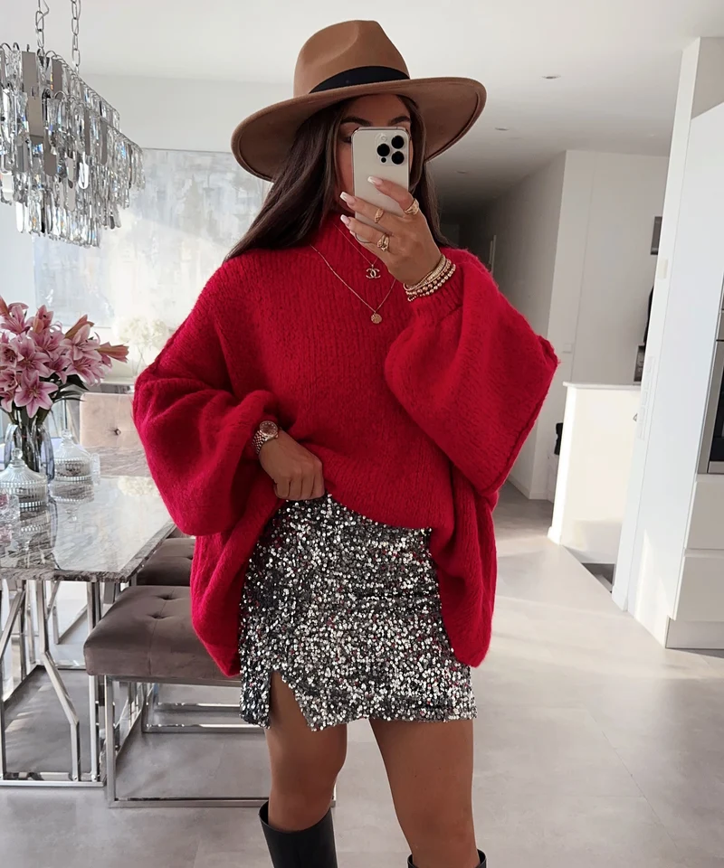 Oversize Pullover Nata Rot