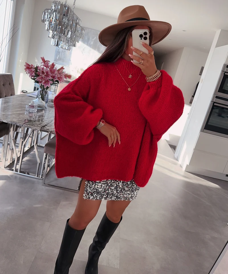 Oversize Pullover Nata Rot