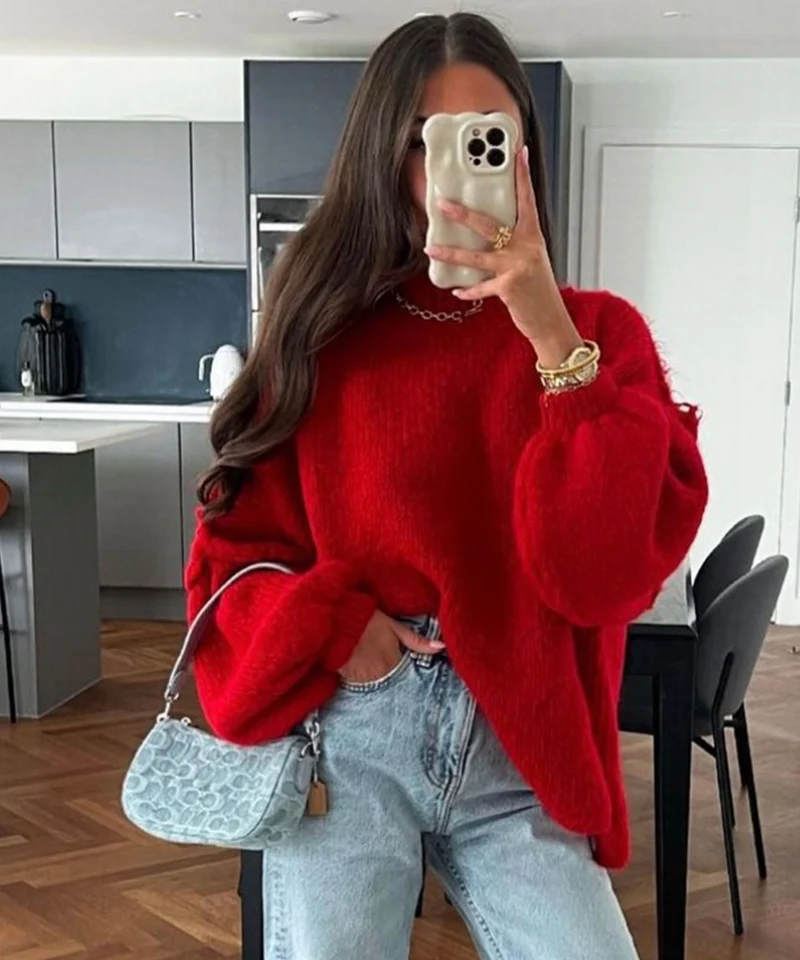 Oversize Pullover Nata Rot