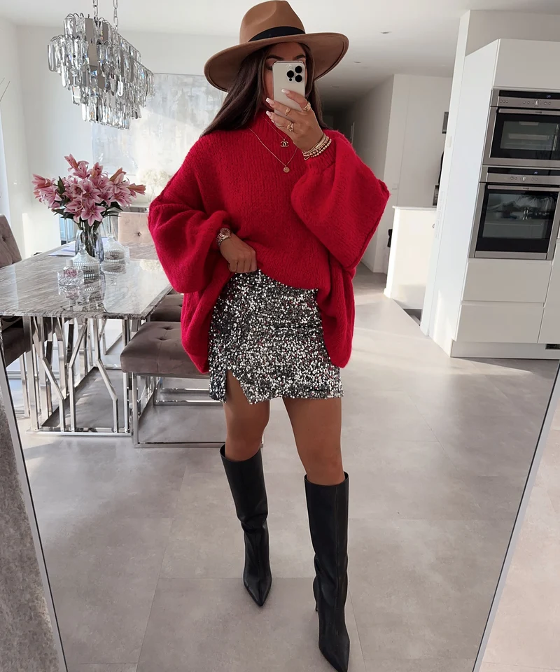 Oversize Pullover Nata Rot
