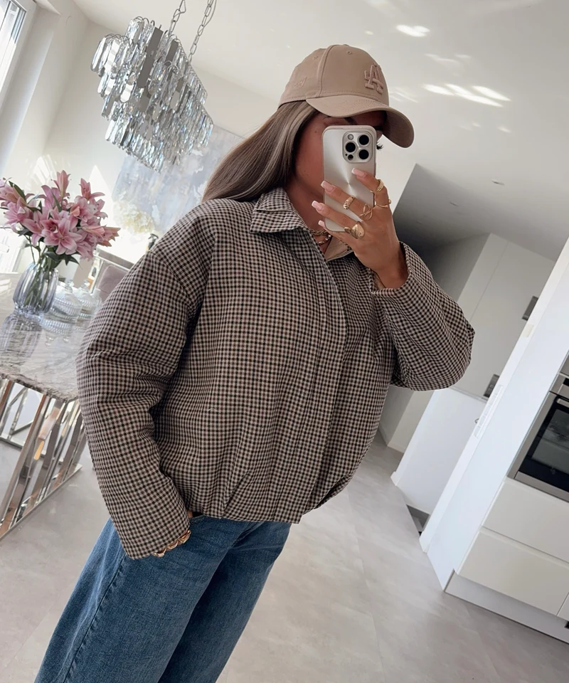 Karojacke Marla Braun Beige
