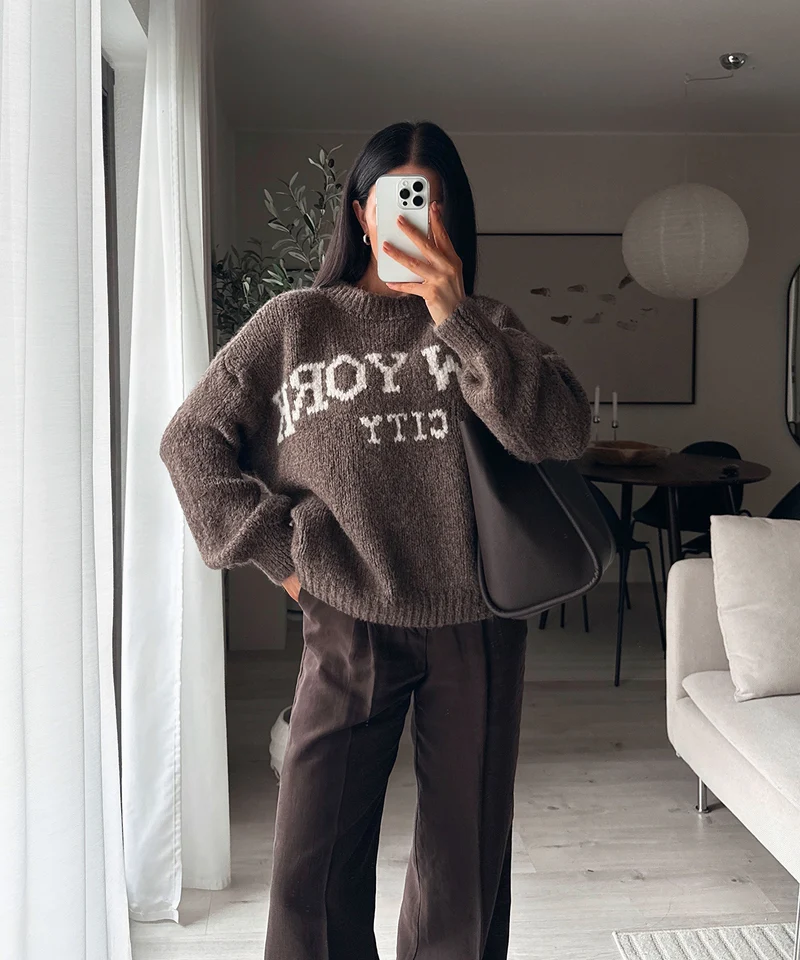 Pullover New York City Braun