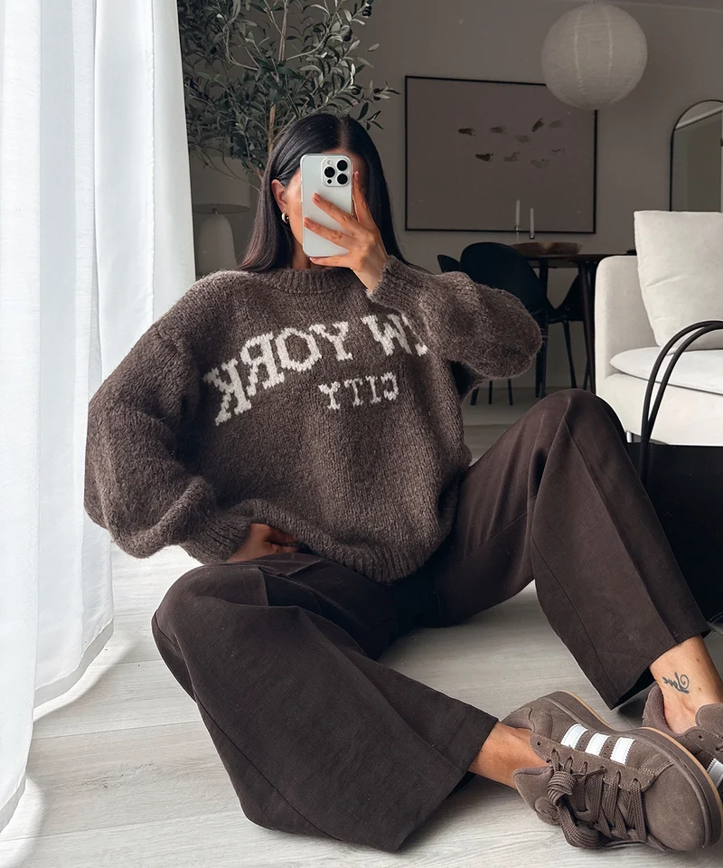 Pullover New York City Braun