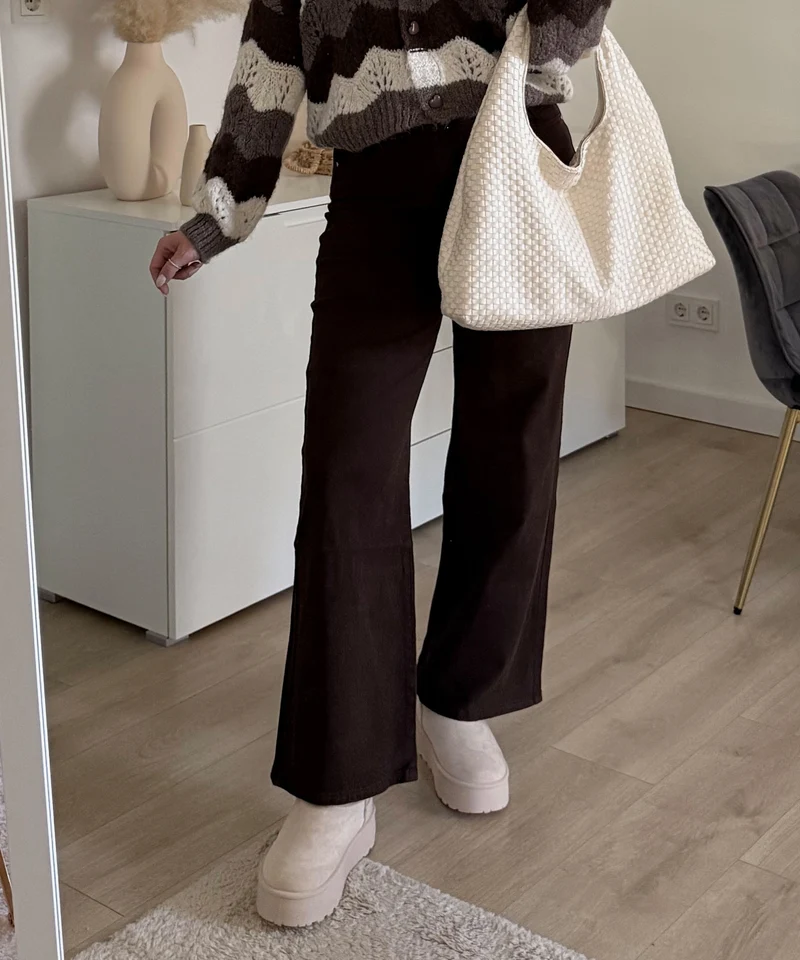 Wide Leg Stretch Jeans Zasu Dunkelbraun