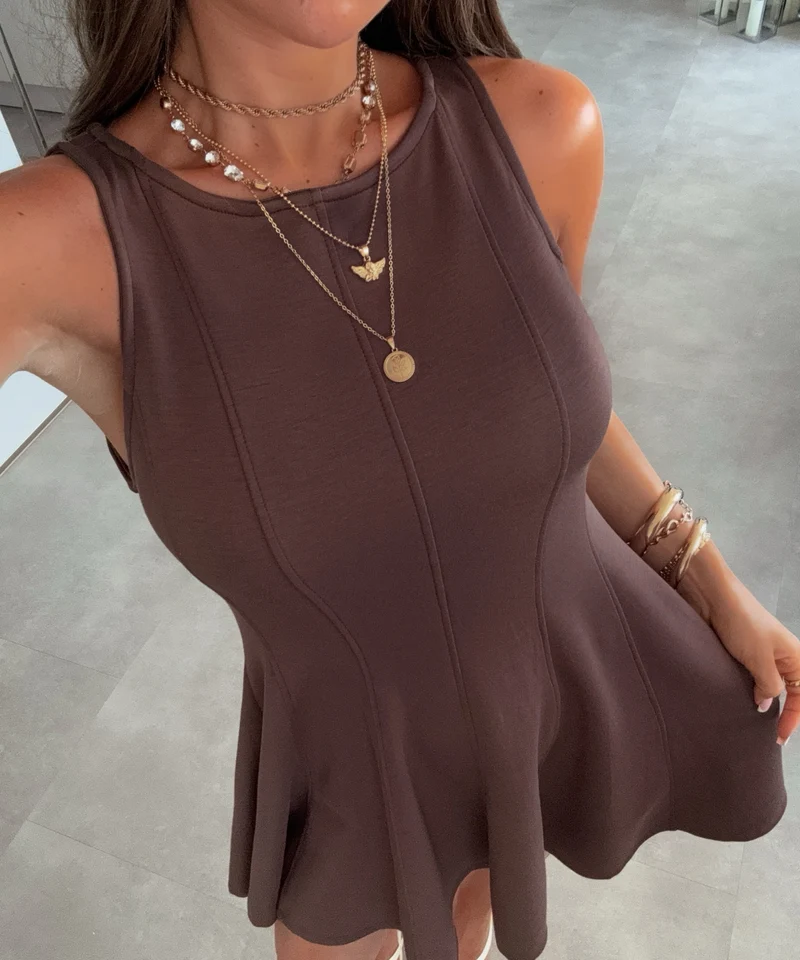 Ausgestelltes Minikleid Melua Braun