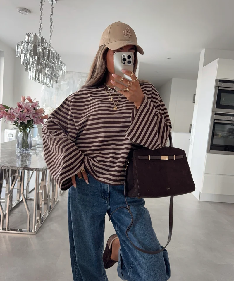 Streifen Pullover Tailou Braun