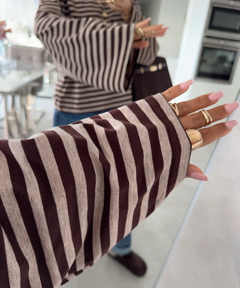 Streifen Pullover Tailou Braun