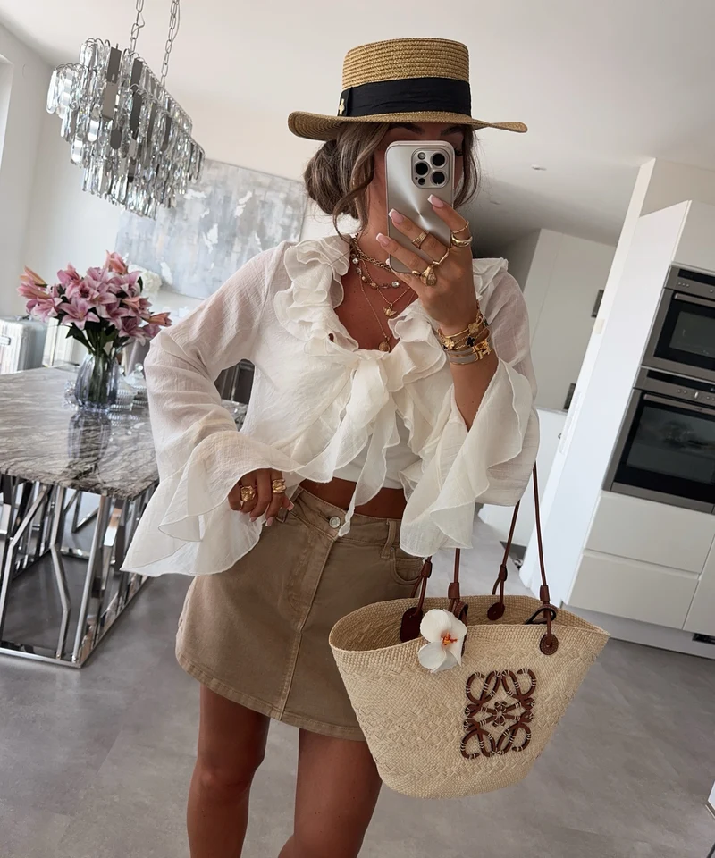 Rüschenbluse Mireya Creme