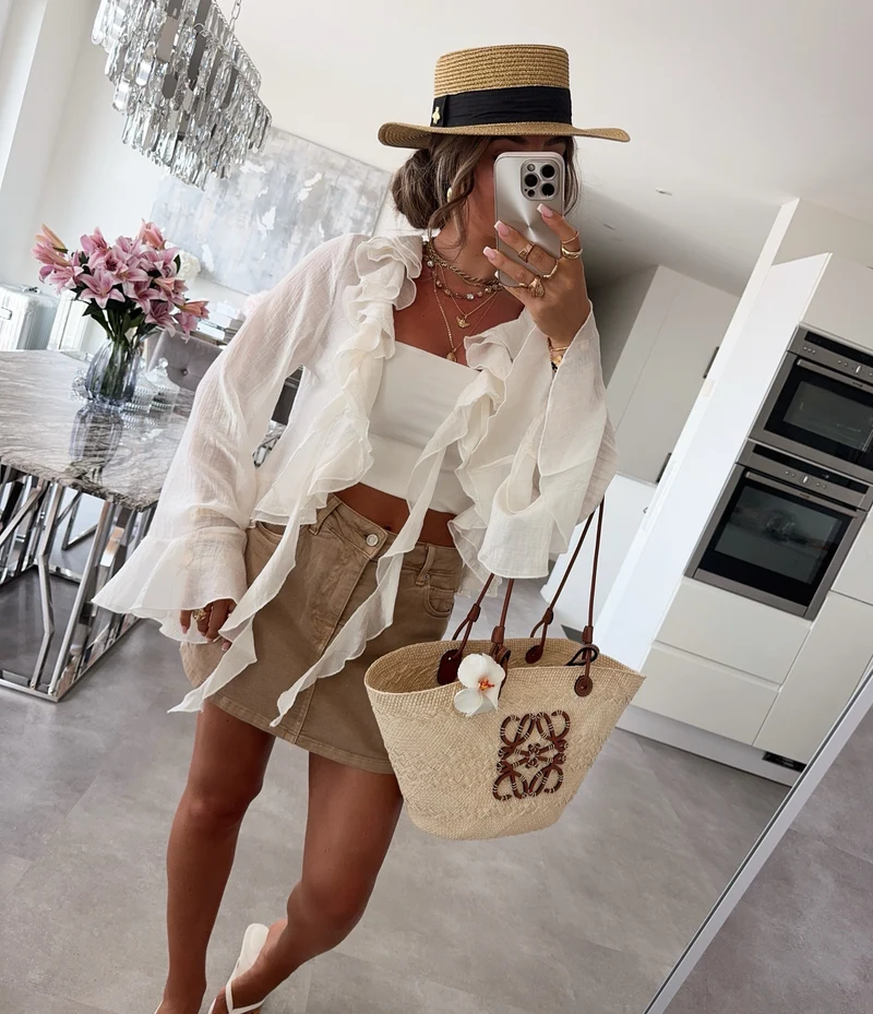 Rüschenbluse Mireya Creme