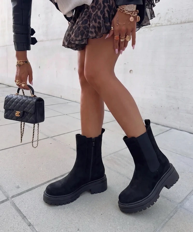 Wildleder Chelsea Boots Lania Schwarz