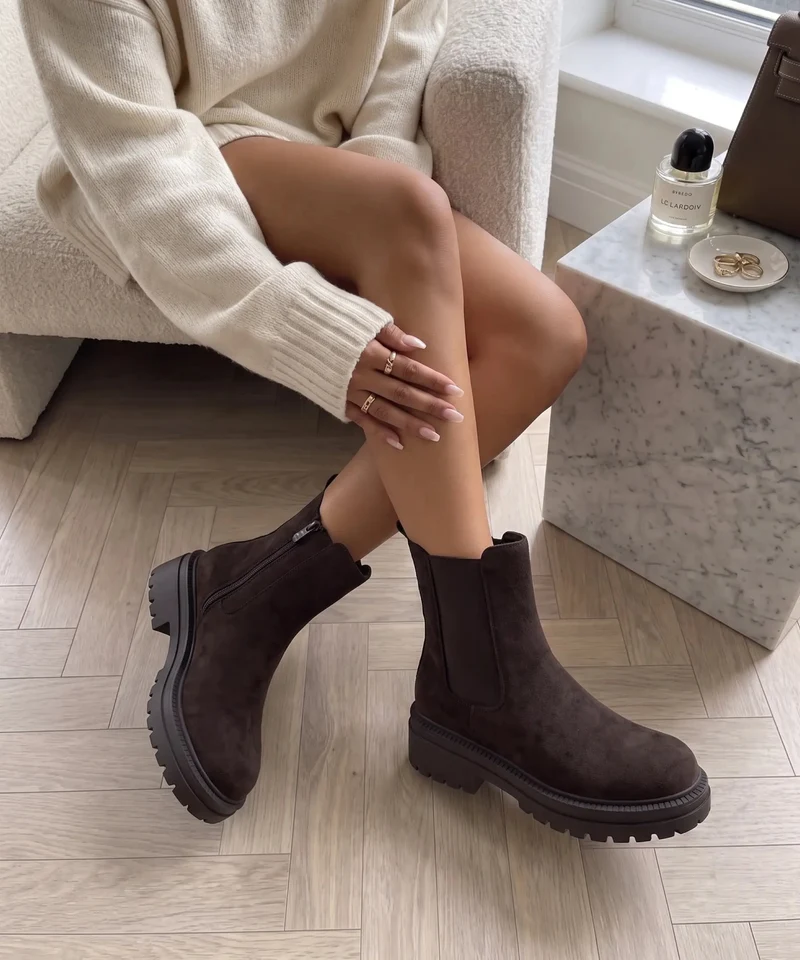 Wildleder Chelsea Boots Lania Dunkelbraun