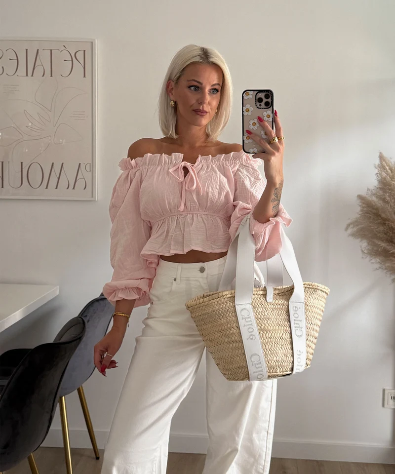 Musselin Bluse Evanthe Rosa