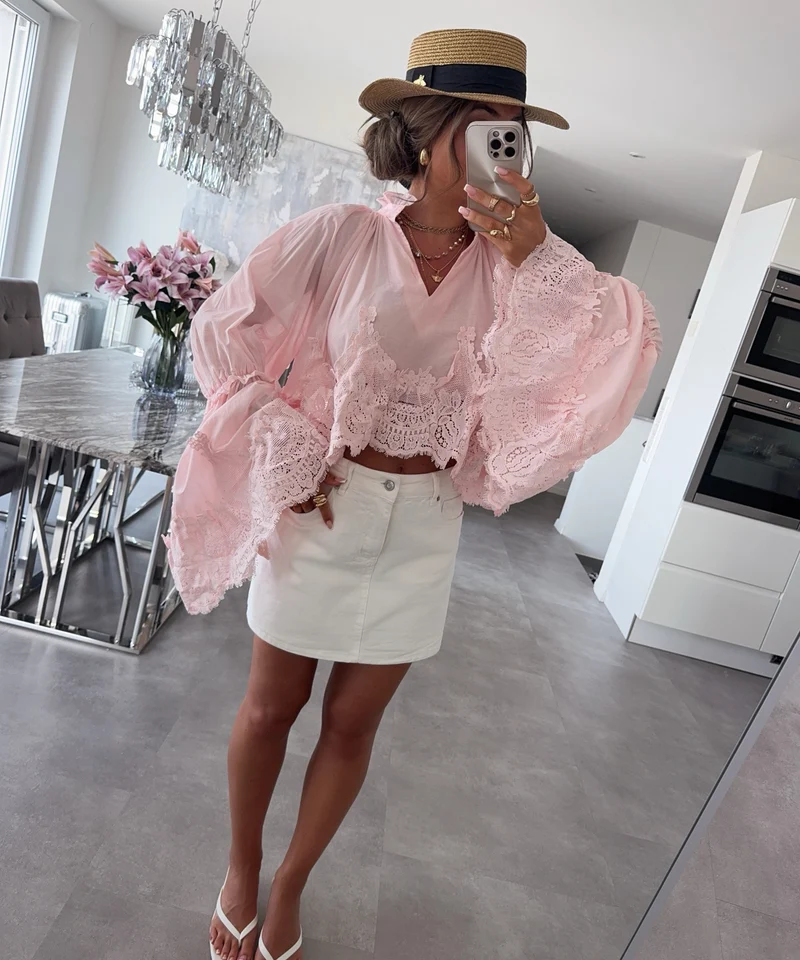 Baumwoll Bluse Cleonora Rosa