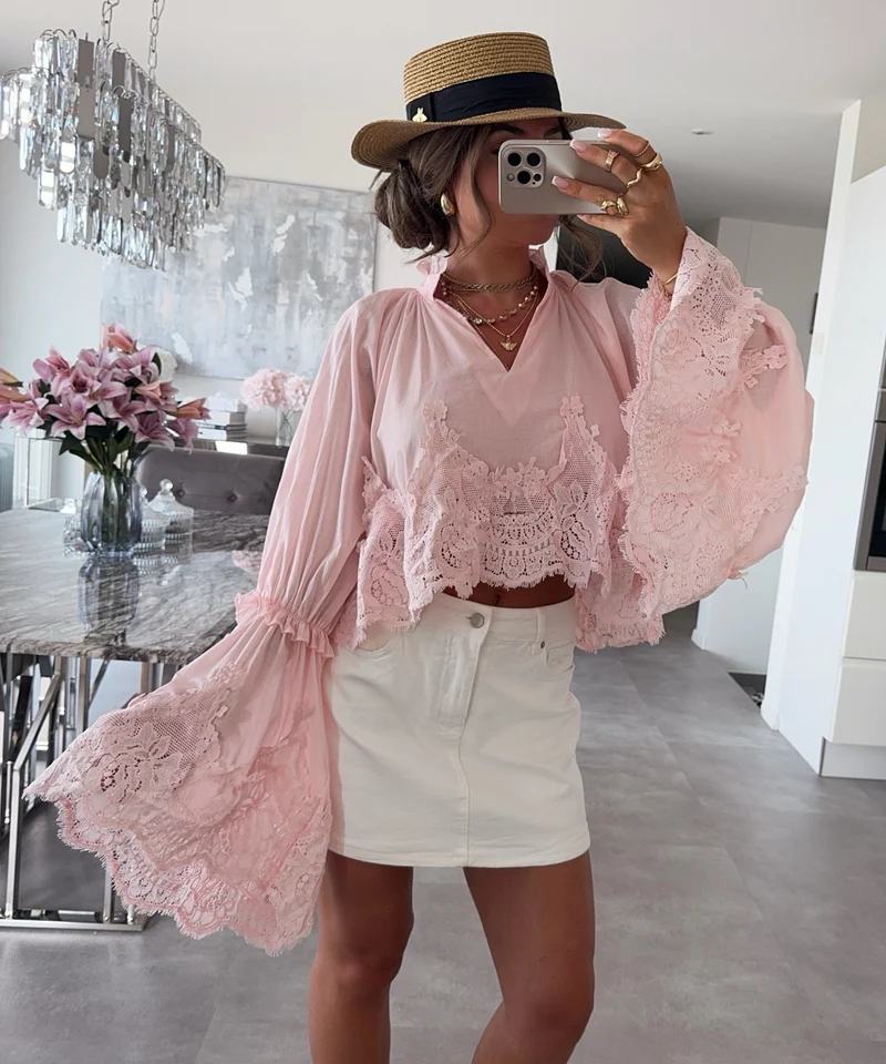 Baumwoll Bluse Cleonora Rosa