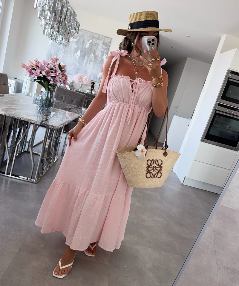 Musselin Maxi Kleid Taika Rosa