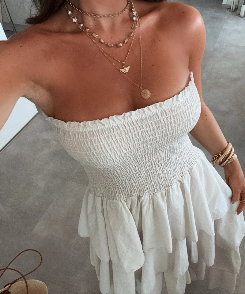 Baumwoll Kleid Karolina Beige