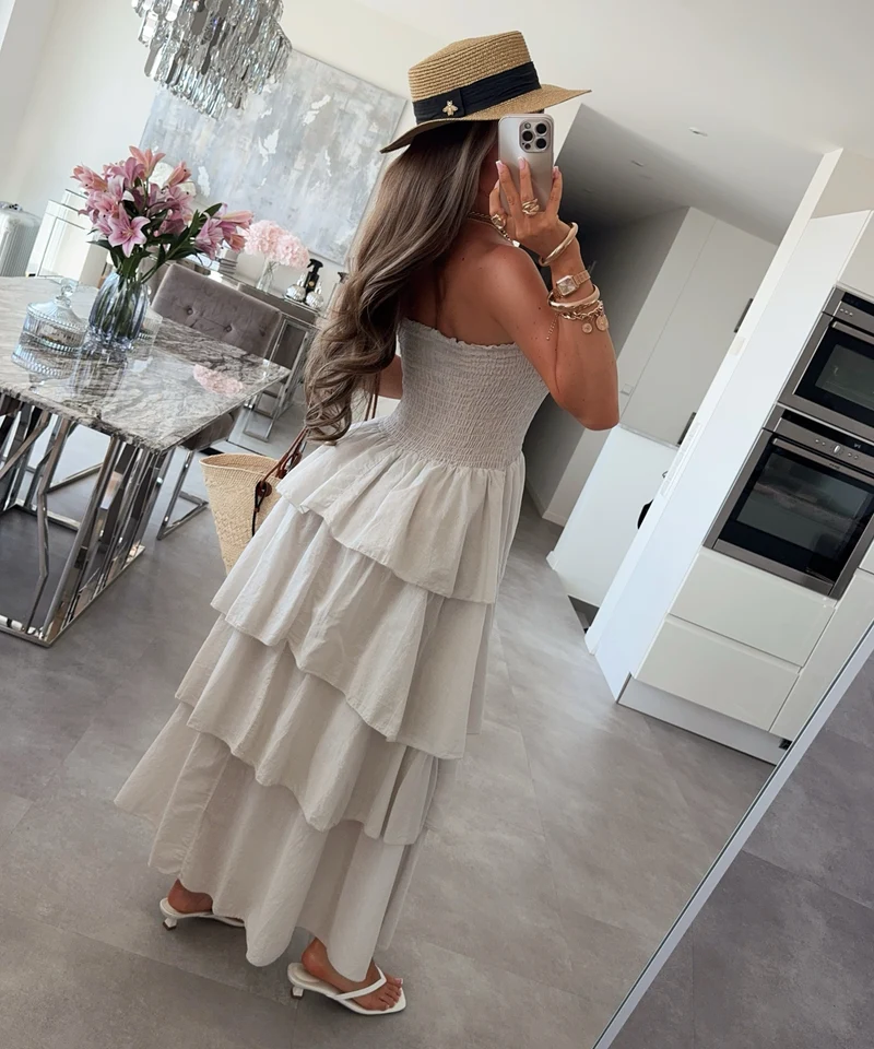 Baumwoll Kleid Karolina Beige