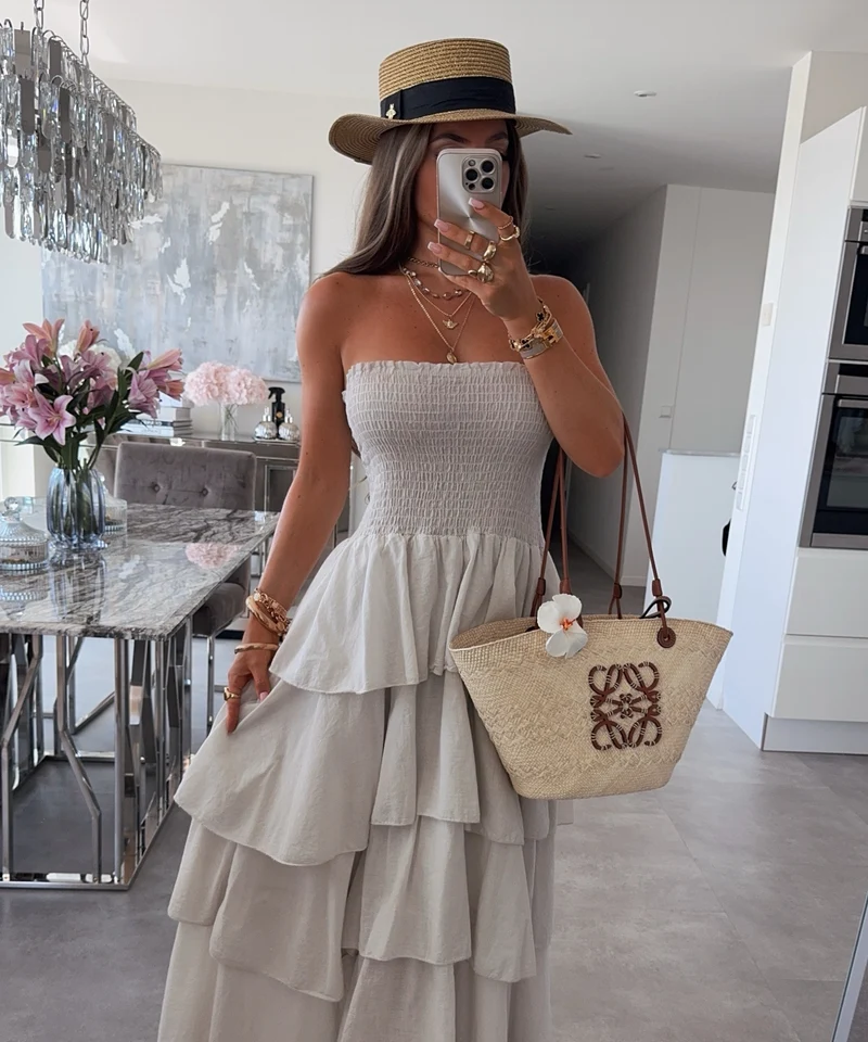 Baumwoll Kleid Karolina Beige