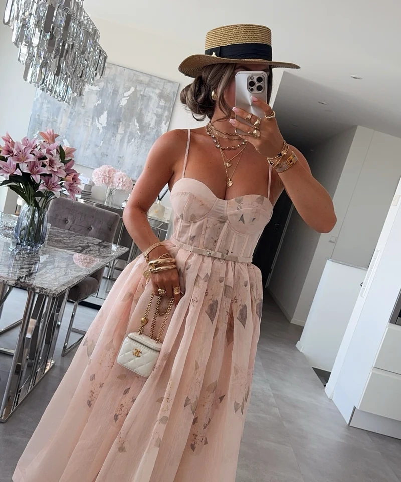 Maxi Baumwoll-Leinen Kleid Rafaela Rose