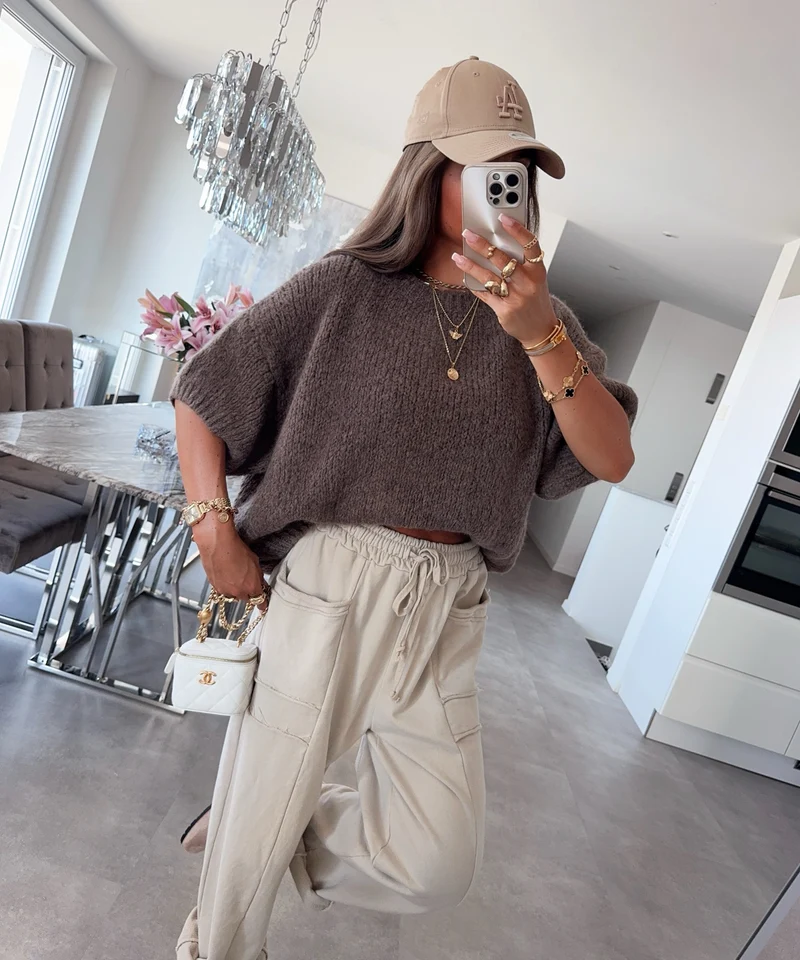 Kurzarm Strickpullover Nele Braun