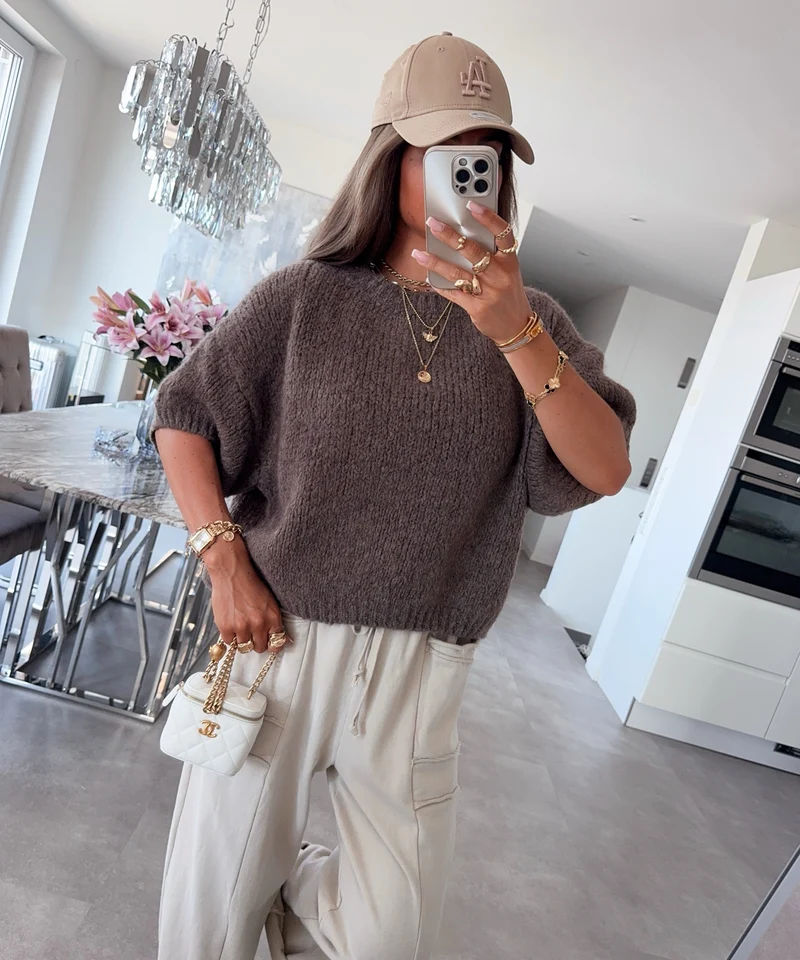 Kurzarm Strickpullover Nele Braun