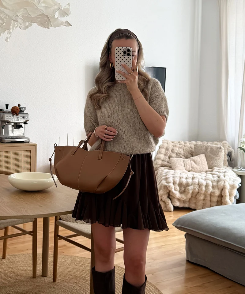 Kurzarm Strickpullover Nele Taupe