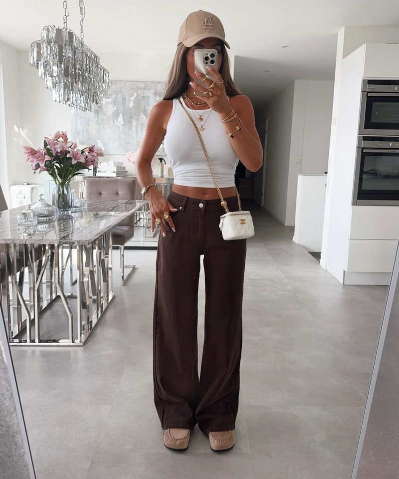 Stretch Straight Leg Jeans Kessi Braun