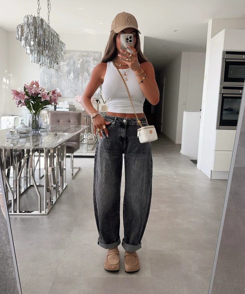 Stretch Barrel Jeans Havi Grau