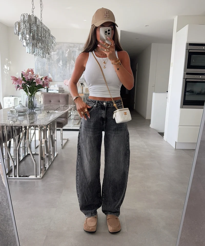 Stretch Barrel Jeans Havi Grau