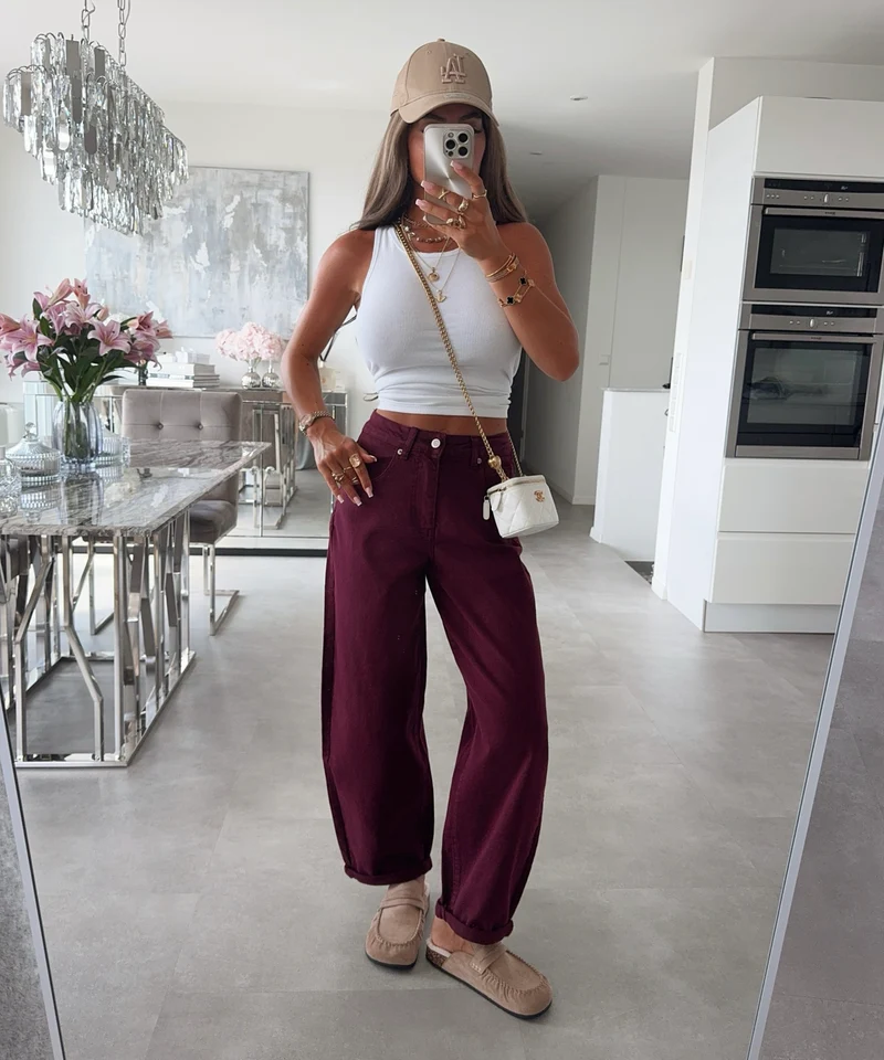Stretch Balloon Jeans Aviana Bordeaux