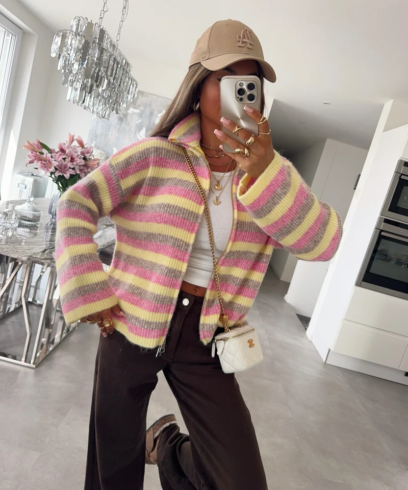Zip Strickjacke Vianne Gelb