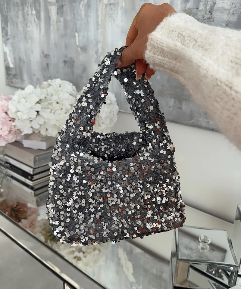 Pailletten Handtasche Milly Silber