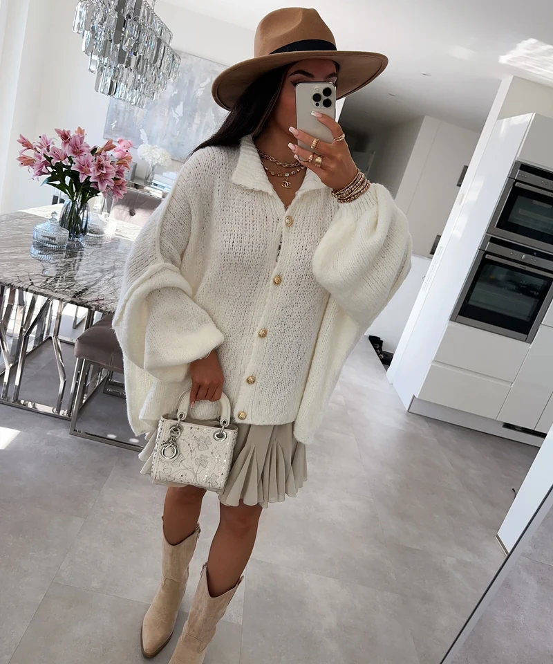 Oversize Strickjacke Jalsien Weiß