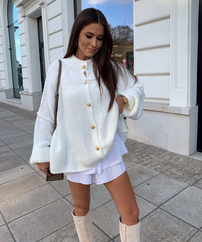 Oversize Strickjacke Jalsien Weiß