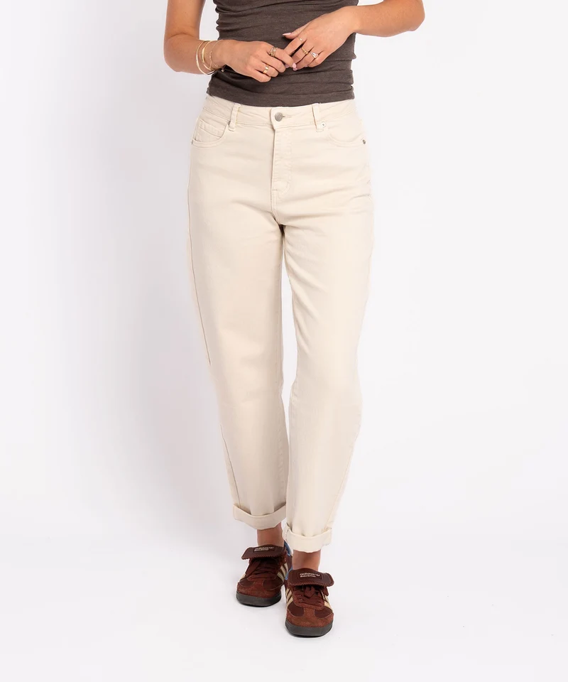Stretch Mom Jeans Leava Beige