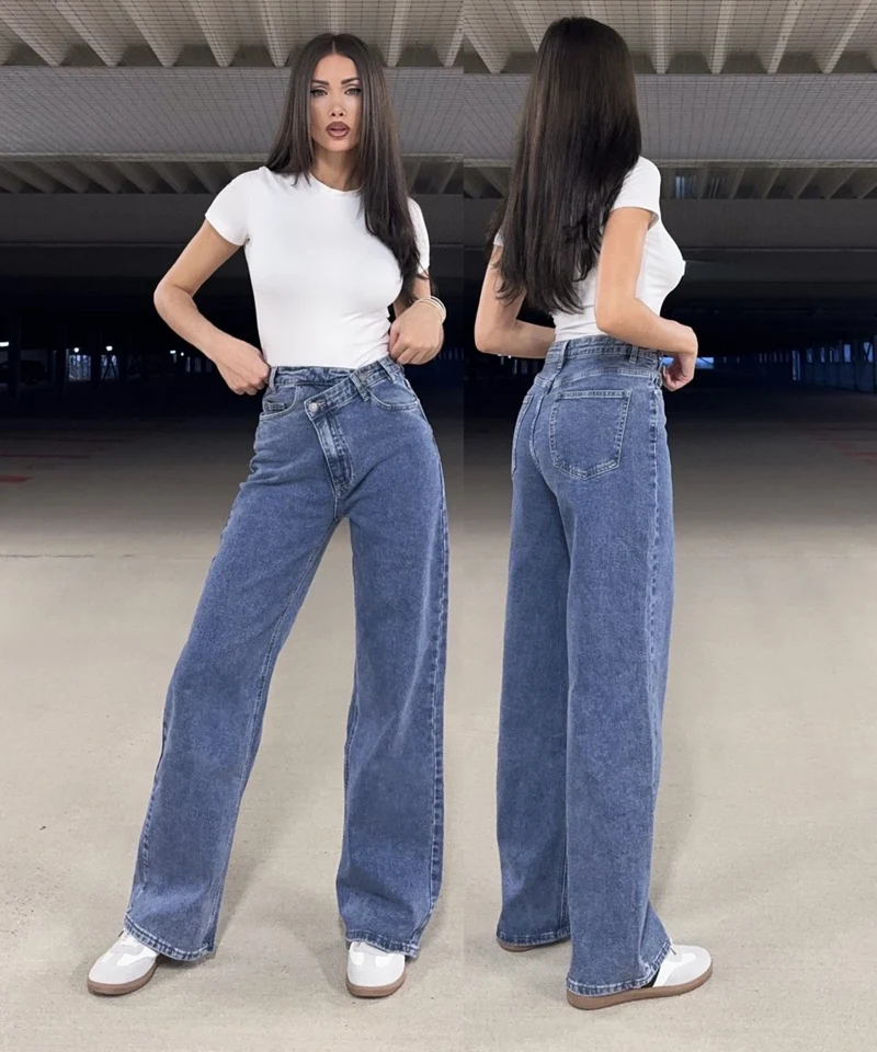 Stretch Straight Leg Jeans Galia Blau