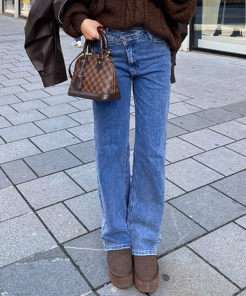 Stretch Straight Leg Jeans Galia Blau